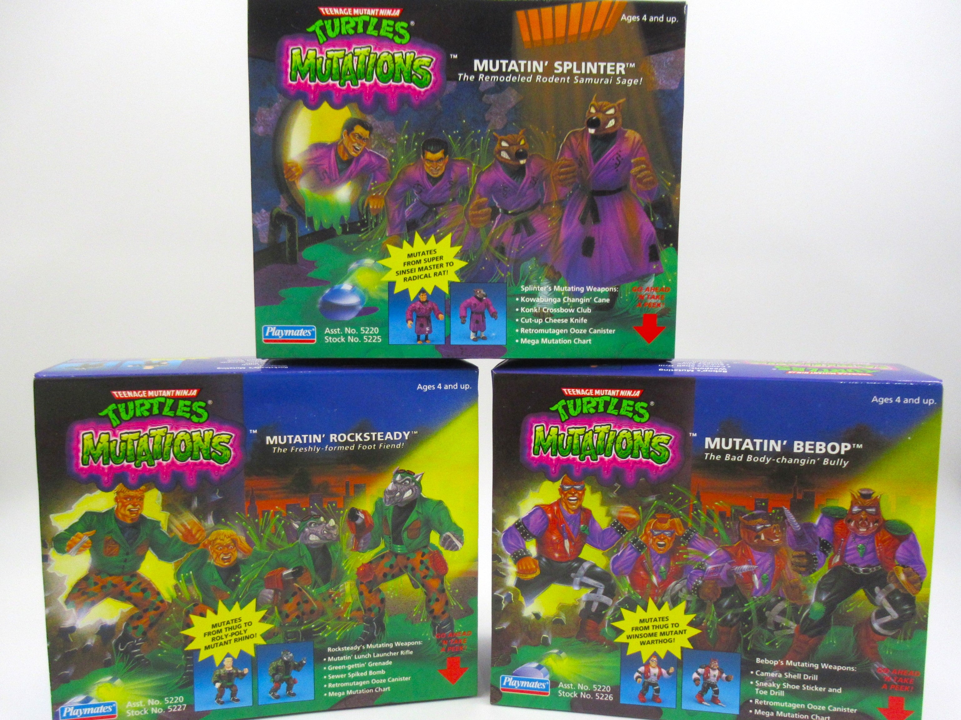 Teenage Mutant Ninja Turtles Splinter/Bebop/Rocksteady Mutations Figure TMNTs - Playmates (1992)